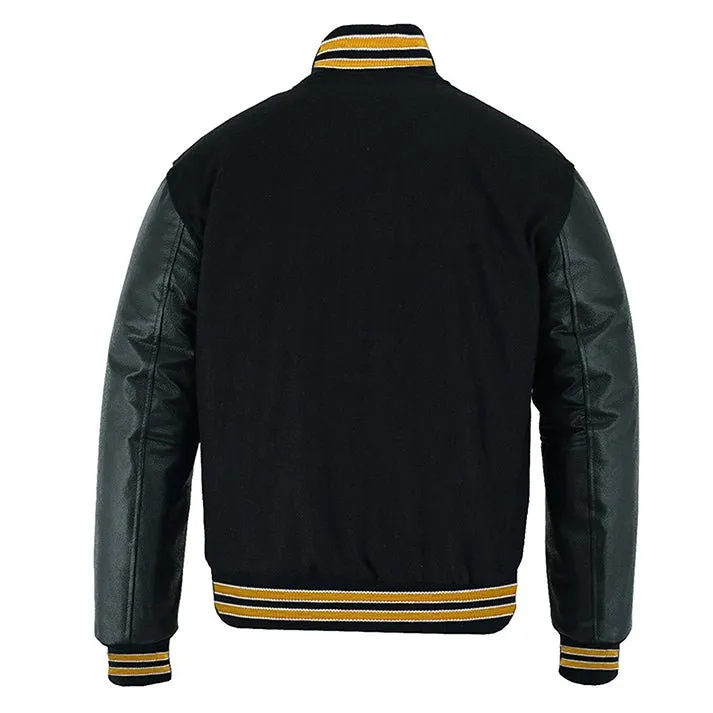 Varsity Jacket - Solid Black/Multi Gold Trim