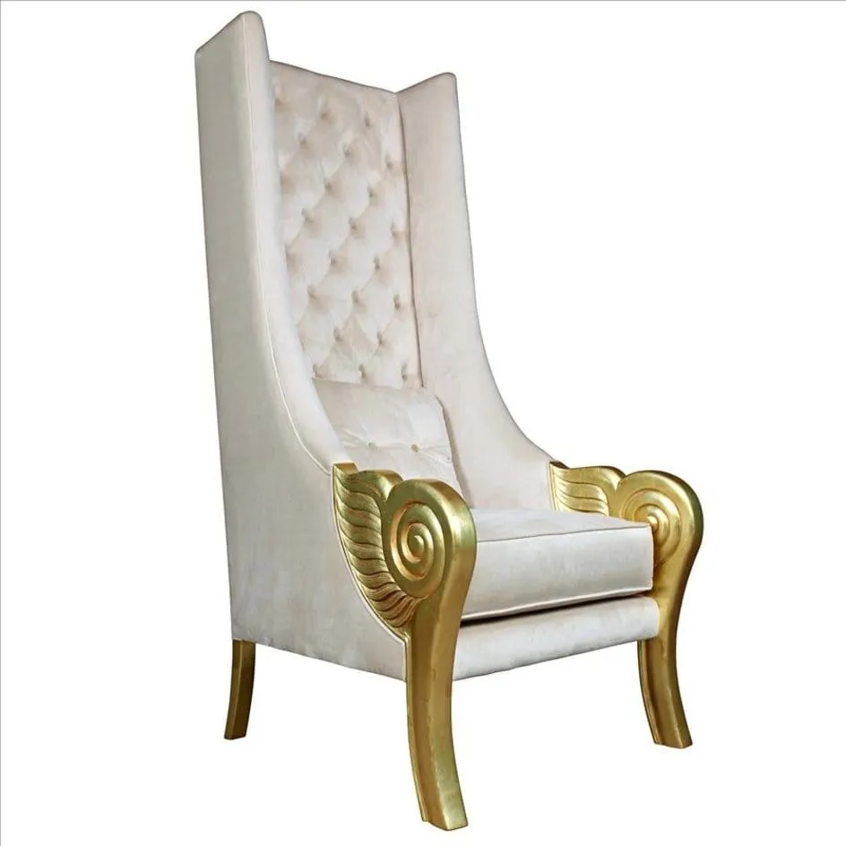 Venetian Doge’s Palace Wingback Great Golden Throne White Throne Chair With Real Gold Leaf