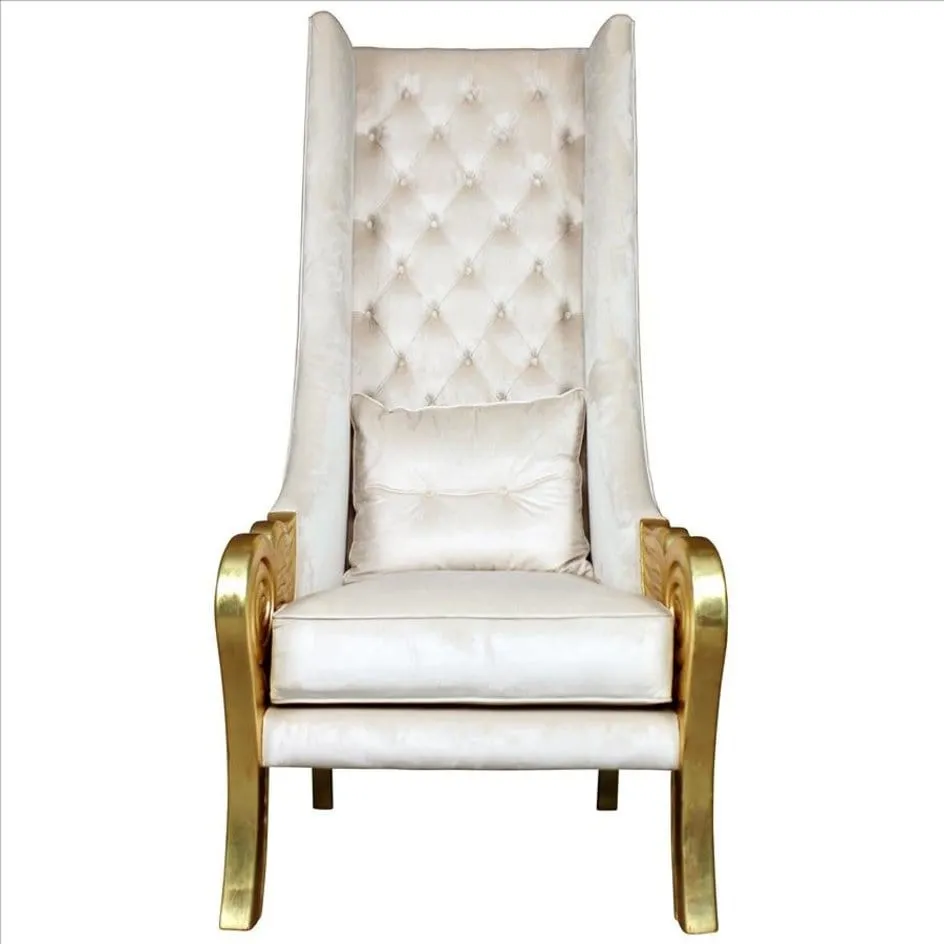 Venetian Doge’s Palace Wingback Great Golden Throne White Throne Chair With Real Gold Leaf