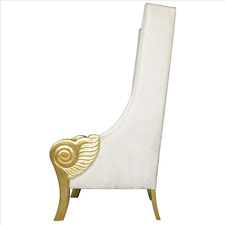 Venetian Doge’s Palace Wingback Great Golden Throne White Throne Chair With Real Gold Leaf