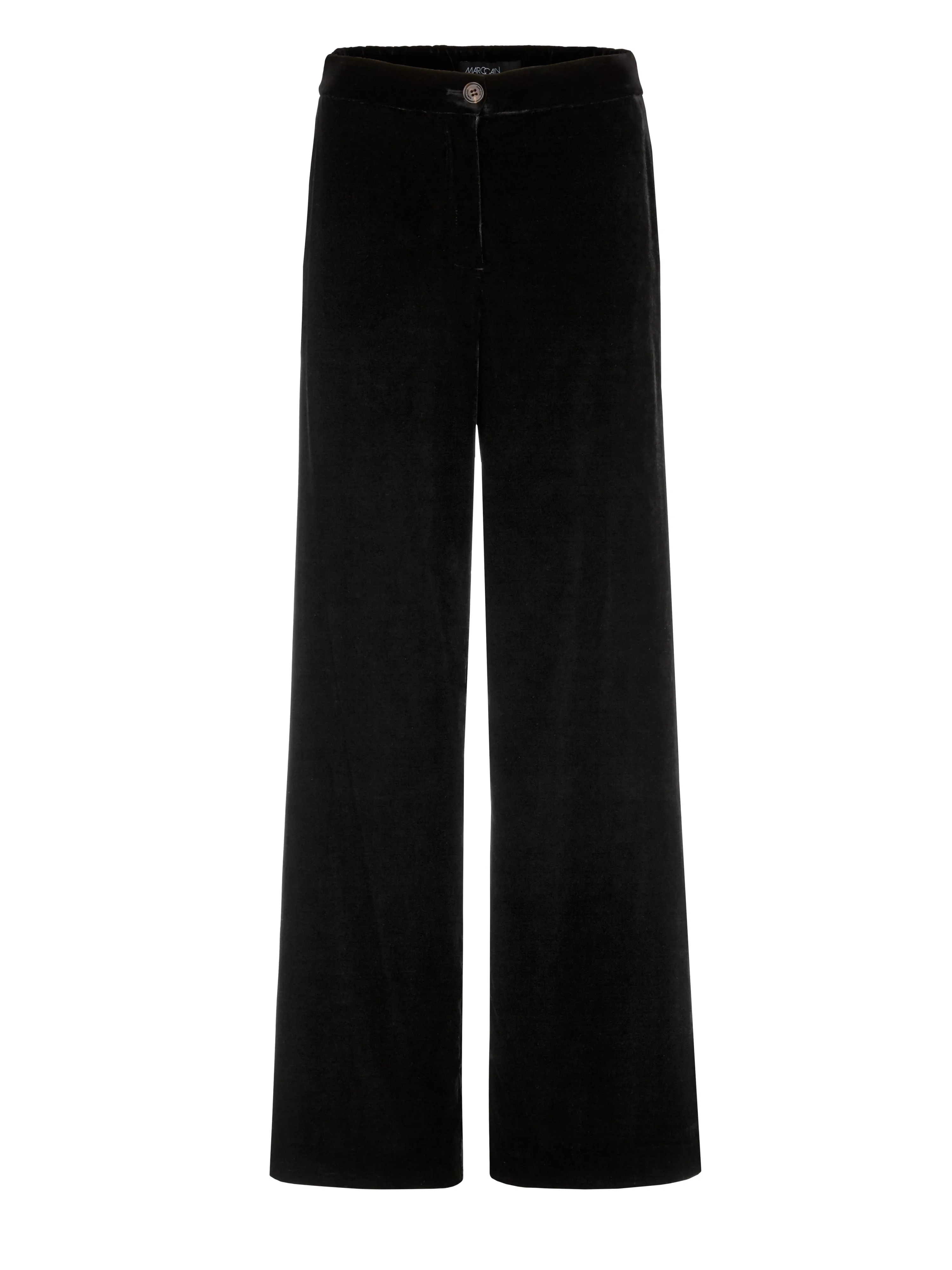 WIDE LEG FLAT FRONT PALAZZO VELVET PANTS