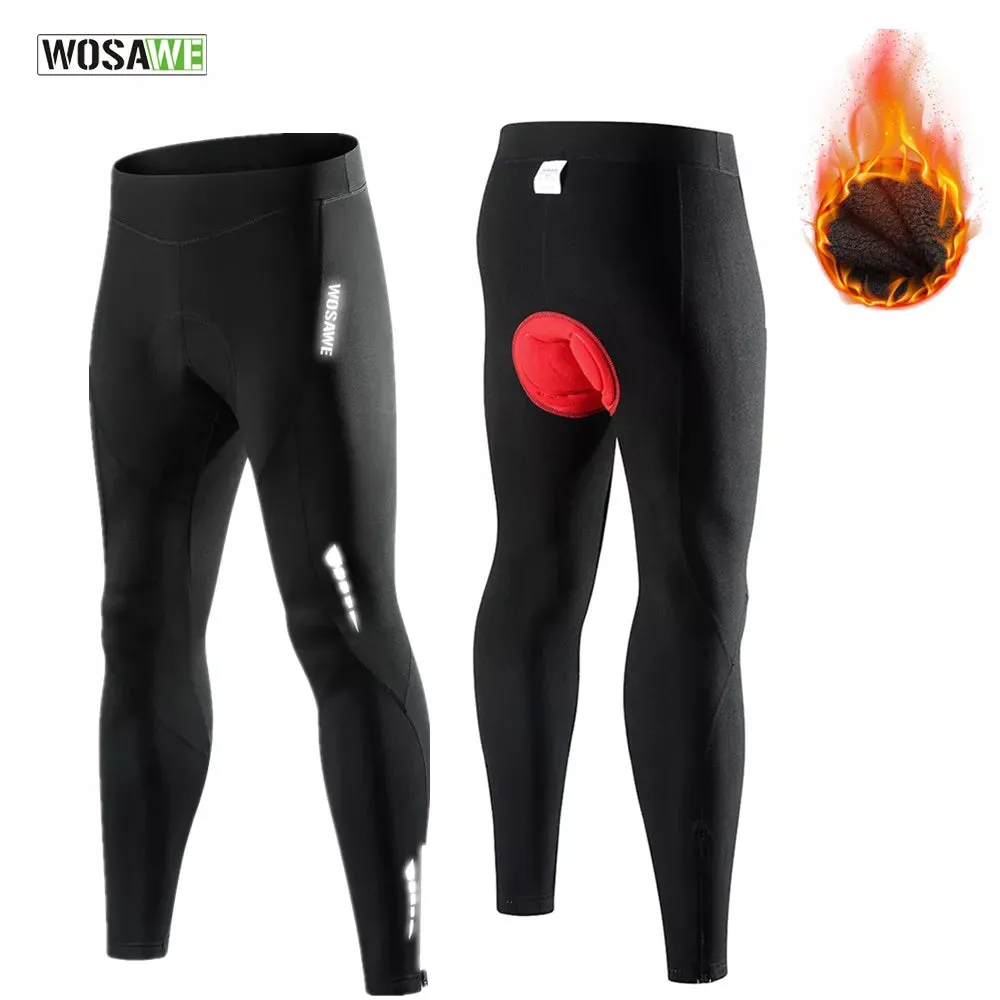 Winter Men Cycling Pant Keep Warm Fleece Lining Women Sports Leggings Long Pants Reflective Windproof MTB Bicycle Trouser