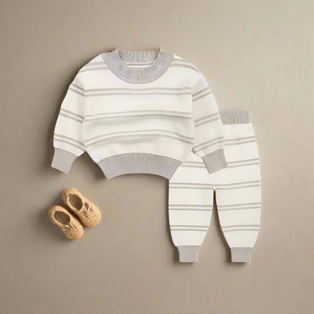 Winter Newborn Boys-Girls Striped Long Sleeve Knit Pullover Set