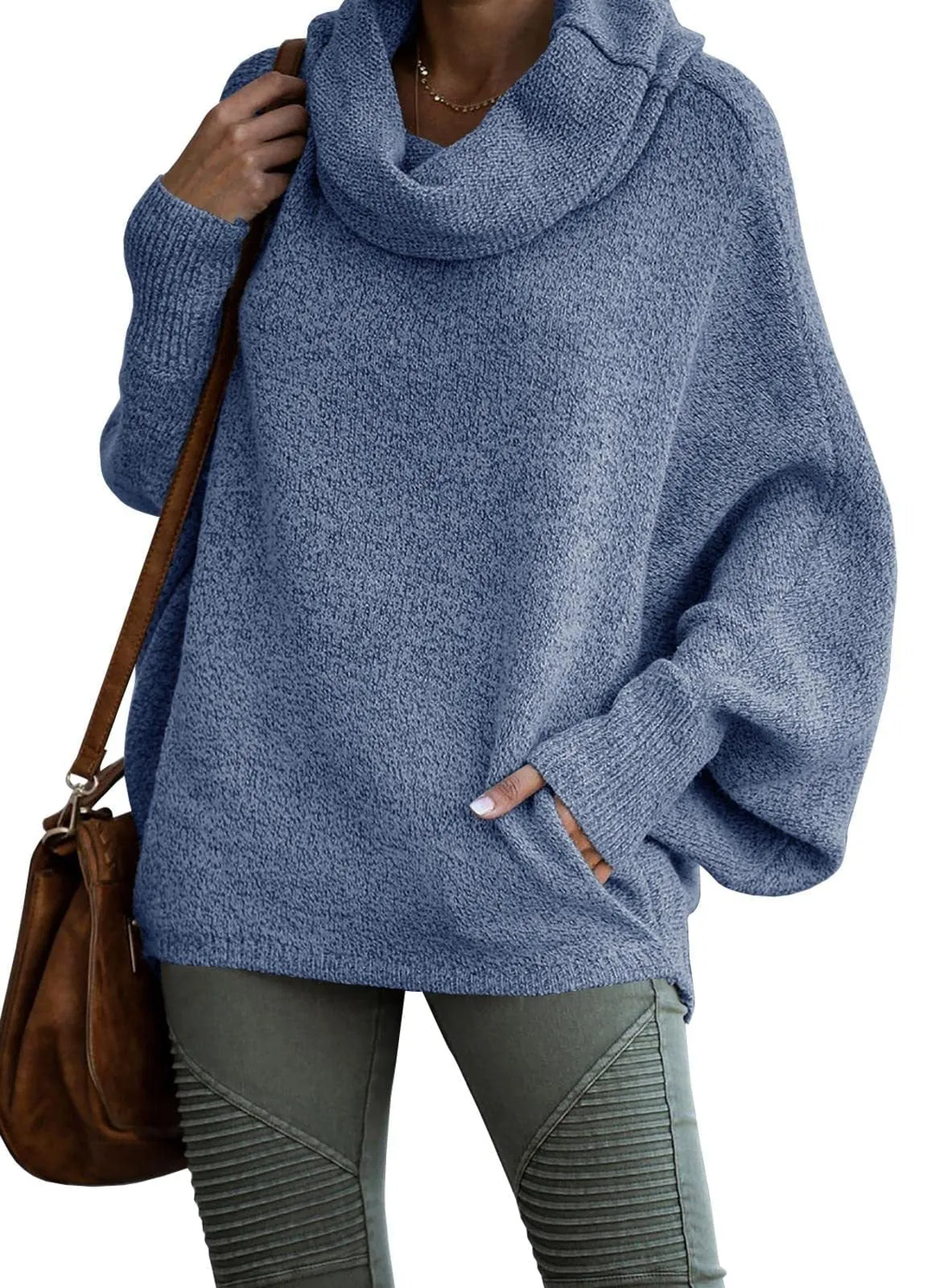 Women's Comfortable Oversized Solid Colour Cashmere Turtleneck Jumper | Ideal for Autumn/Winter