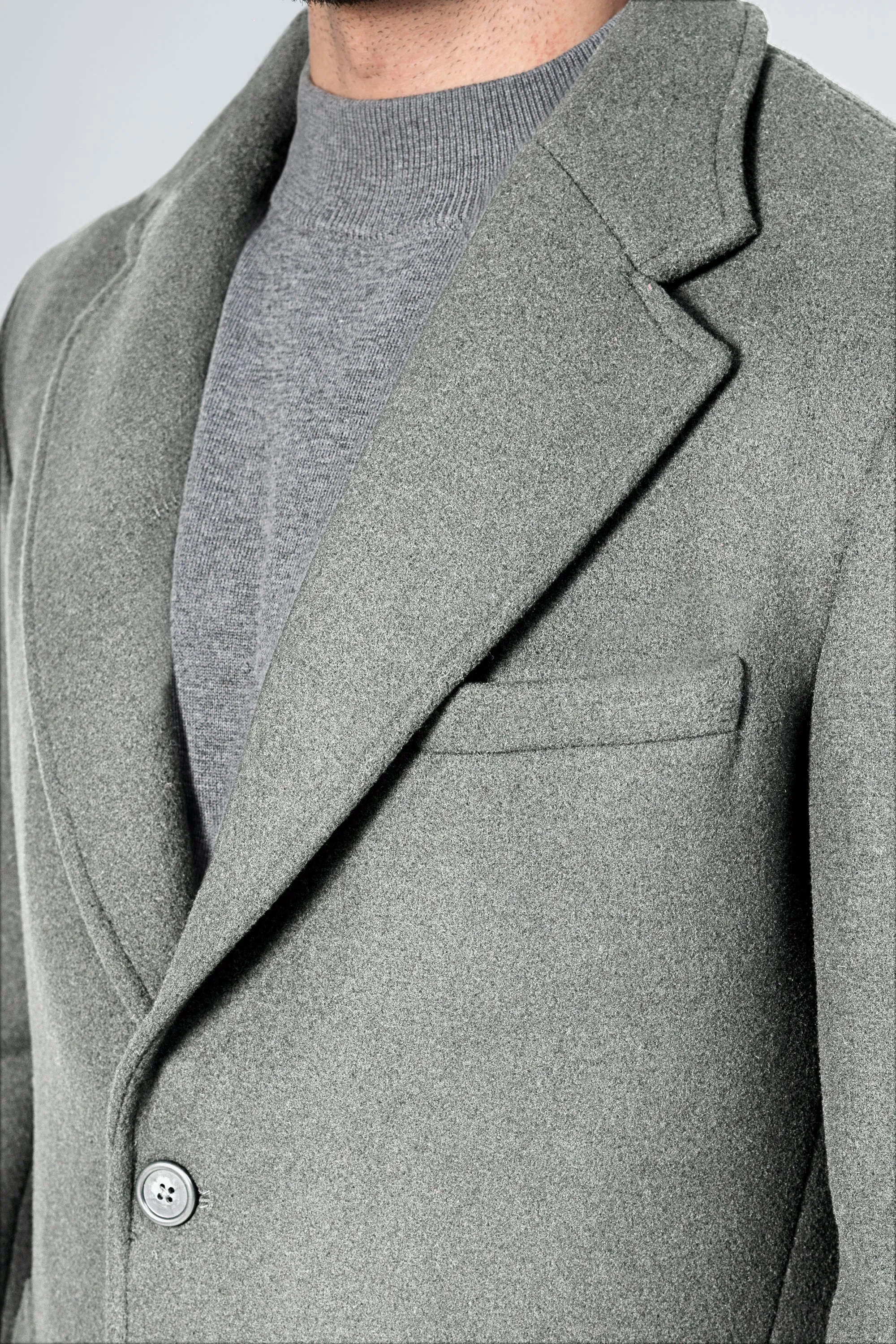 WOOLEN LONG COAT LIGHT GREY