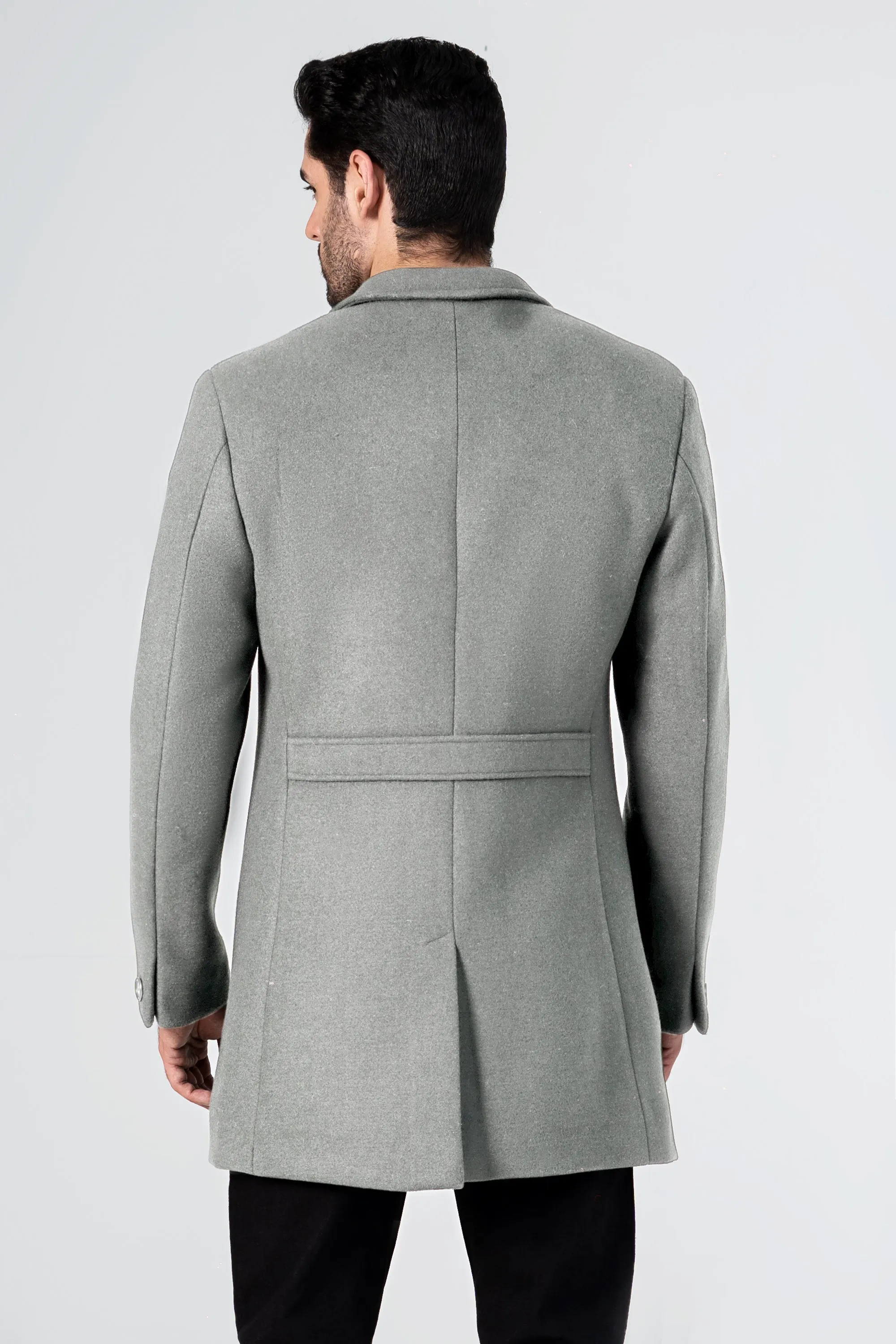 WOOLEN LONG COAT LIGHT GREY