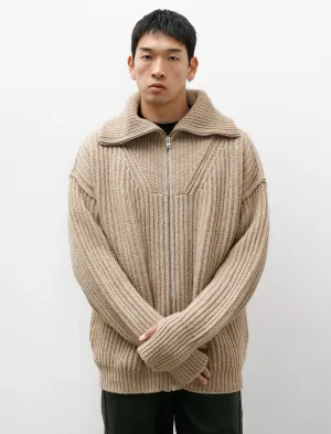 Zipped Cardigan Natural Beige